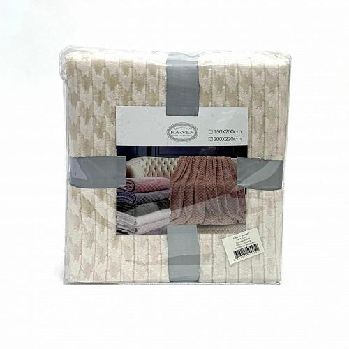 Плед Karven фланель 1,5 спальн. PL 013 JACQAURD v5/Beige