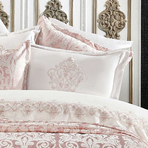 Комплект ZEBRA "ASTOR DAMASK" (Покрывало+постельное белье) евро 9 предметов Y 856 пудра 