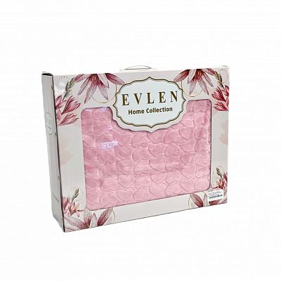 Плед EVLEN Super Soft "СЕРДЦЕ" 180*240 в коробке п/э Р 945 пудровый (Акция)