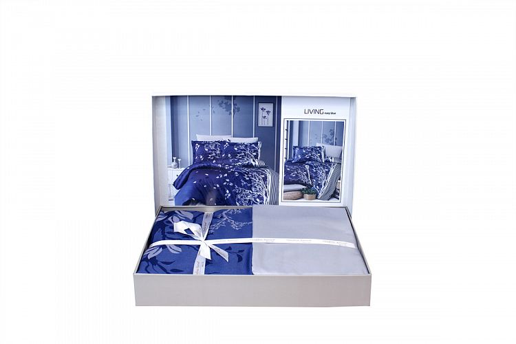 Постельное белье "Карвен" сатин семейное Living Navy Blue