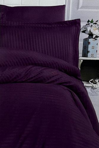 Постельное белье "Карвен" сатин 1,5 спальн. Cizgili Purple
