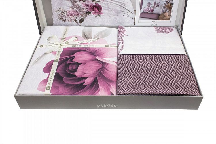 Постельное белье Karven (300 tc) премиум сатин евро N359 DOLCE Berry