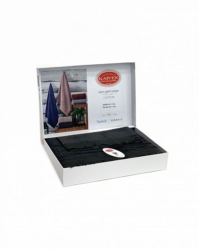 Набор полотенец Карвен " STORE" махра 50*90/70*140/30*50 HS 1682v4 antrasit/антрацит(Акция)
