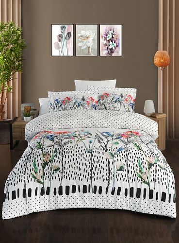Постельное белье Карвен Stripe Satin с цветным принтом 1.5 спальное N249 -SB004(4пр.) (Акция)