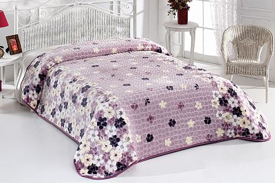 Плед EVLEN Super Soft 220*240 п/э в коробке евро Р 948 v5-(B013) пудра/фиолет (Акция)