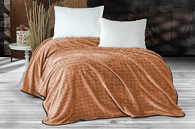 Плед EVLEN Super Soft "СЕРДЦЕ" 180*240 в коробке п/э Р 945 коричневый (Акция)