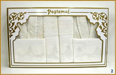 Халат "Pestemal" 2 шт.муж./жен. c полотенцами 50*90(2)/70*140(2)/L В 319 (Акция)