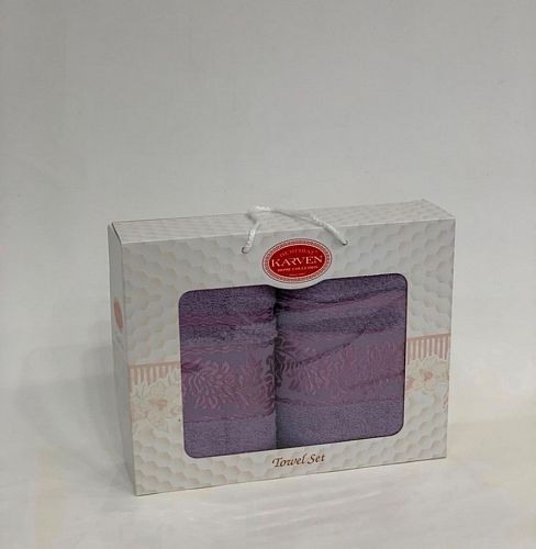 Набор полотенец Карвен "SUMBUL " махра 50*90/70*140 HS 1691 v6 св. лиловый(акция)