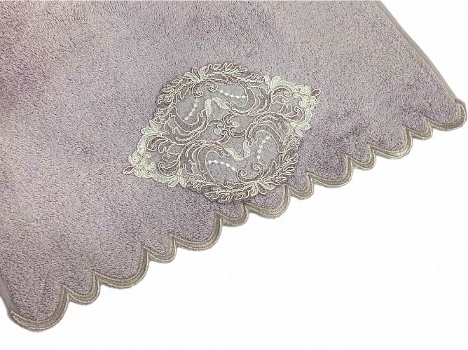 Набор полотенец Карвен "DAMASK"гипюр с кружевом,бамбук 50*90/70*140 HS1716 v4 lila/лиловый