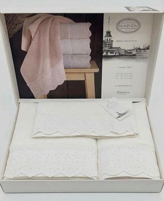 Набор полотенец Карвен махра 30*50/50*90/70*140 HS1731 MERCAN Cream