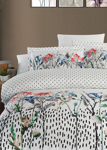 Постельное белье Карвен Stripe Satin с цветным принтом 1.5 спальное N249 -SB004(4пр.) (Акция)