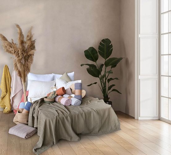 Плед вафельный Karven PURE SIMPLE пике евро 210*235 РL989 Haki