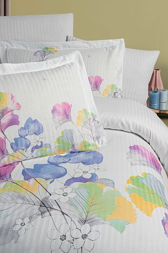 Постельное белье Карвен Stripe Satin с цветным принтом 1.5 спальное N249 -SB010(4пр.) (Акция)