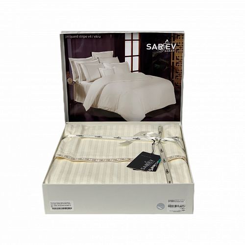 Постельное белье "Sarev" Sport&Chic премиум сатин 260 tc евро JACQUARD STRIPE v4/Ekru