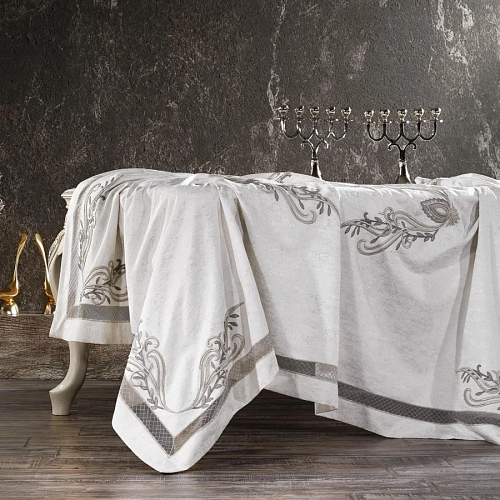 Скатерть Cундук Tiara Gri 180*280 с салфетками (12 шт) 30*30 26 пр