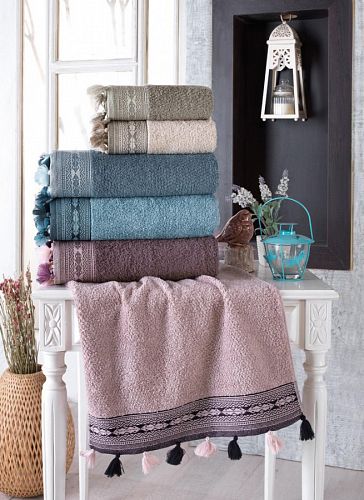 Полотенце Карвен "KILIM PONPON" 50*90 6 шт. махра Н 5097
