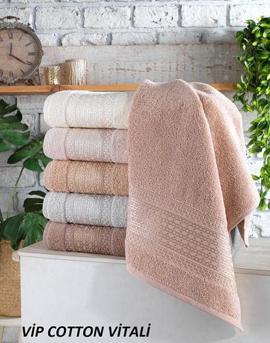 Полотенце Карвен Vip Cotton "VITALI" 50*90 6шт.махра H 3282