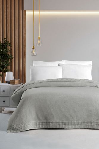 Покрывало махровое Karven 200*220 евро Y1038 EKOSE A.Yesil