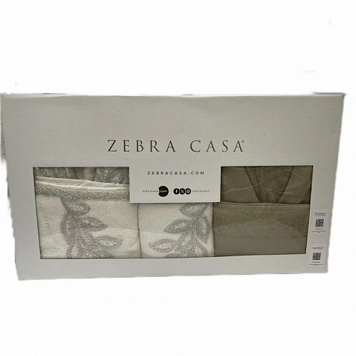 Халат Zebra (муж.+жен.) c полотенцами махра 50*90(2)/70*140(2) B1132 KAREN Krem