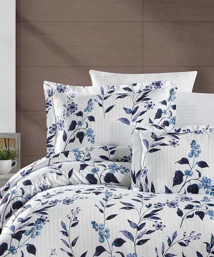 Постельное белье Карвен Stripe Satin с цветным принтом семейное N251-SB013 (7пр.) (Акция)
