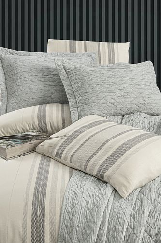 Комплект ZEBRA LADEN (Покрывало+постельное белье) евро 7 предметов Y 892 gri/серый (Акция)