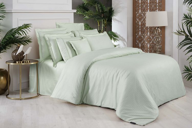 Постельное белье "Sarev" Sport&Chic премиум сатин 260 tc евро JACQUARD STRIPE v8/Yesil