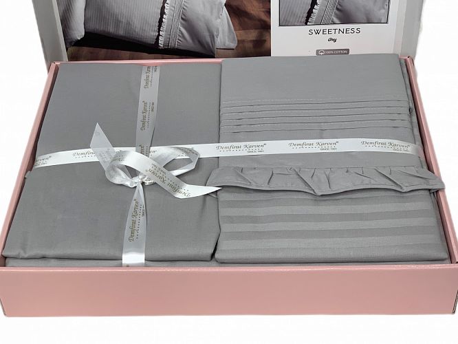 Постельное белье "Карвен" DELUXE ранфорс евро Sweetness grey (Акция)