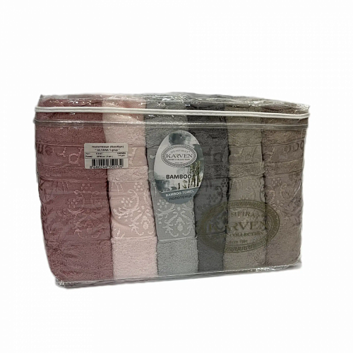 Полотенце Kарвен Bamboo "ULYANU 1" 50*90 6шт бамбук H 4107