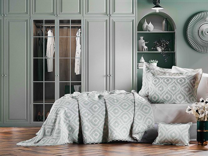 Покрывало  ZEBRA  "ALL DAYS IKAT" 1.5 сп (180*250)  Y870 yesil/св.зеленый (Акция)