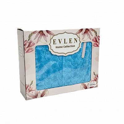 Плед EVLEN Super Soft "СЕРДЦЕ" 180*240 в коробке п/э Р 945 голубой (Акция)