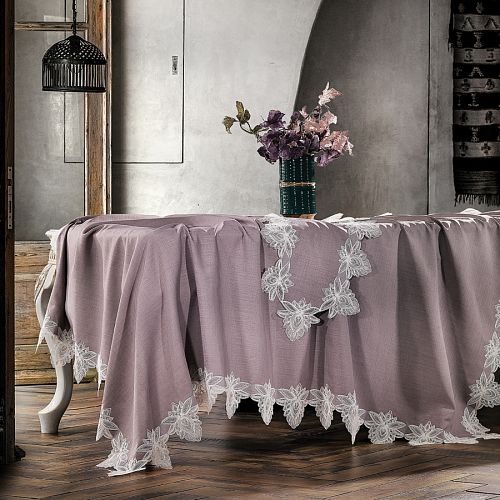 Скатерть ZEBRA "Alessa"  160*260 /40*160 с  гипюром М 736