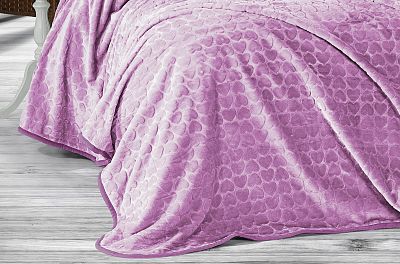 Плед EVLEN Super Soft "СЕРДЦЕ" 180*240 в коробке п/э Р 945 лиловый (Акция)