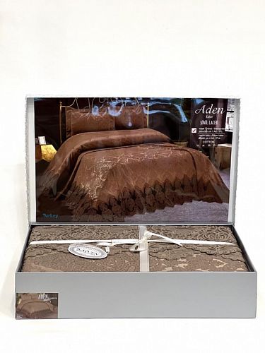 Покрывало "ADEN" евро 3 пр (260*260 / 60*80) Y 859 kahve/кофейный 