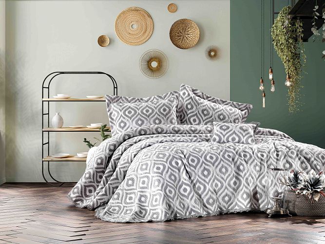 Покрывало  ZEBRA  "ALL DAYS IKAT" 1.5 сп (180*250)  Y870 fume/серый