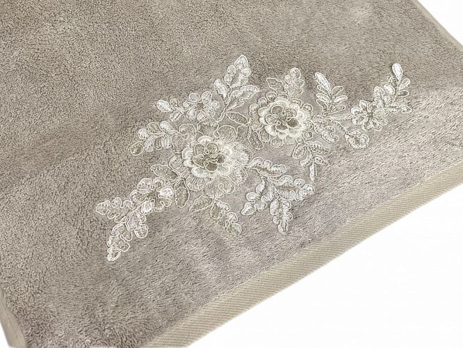 Набор полотенец Карвен "FLOWERS"гипюр с кружевом,бамбук 50*90/70*140 HS1716 v1 bej/бежевый