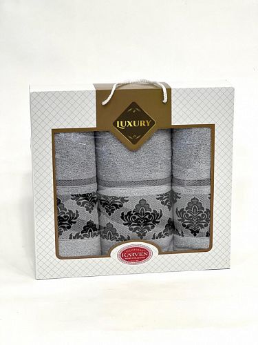 Набор полотенец Карвен "Y DAMASK" махра 50*90(2)/70*140 HS 1702 v7 св/серый