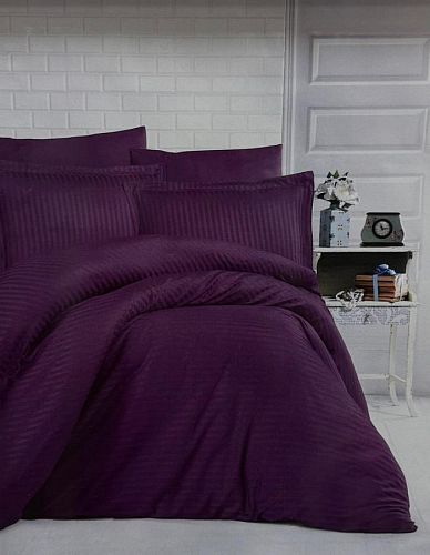 Постельное белье "Карвен" сатин 1,5 спальн. Cizgili Purple
