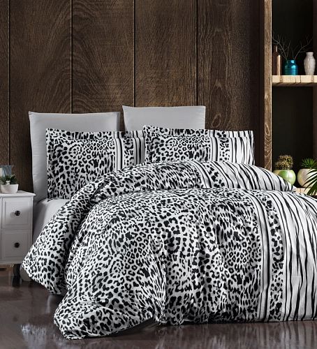 Постельное белье "Карвен" дэлюкс сатин евро Leopard Black