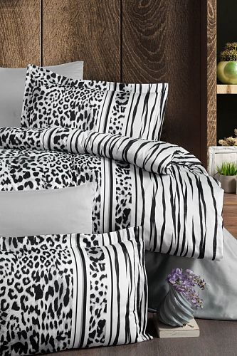 Постельное белье "Карвен" дэлюкс сатин евро Leopard Black