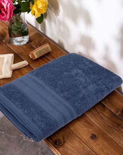 Полотенце Kарвен "PETEK BORDUR DUZ "Lux Cotton 50*90 1шт махра  H 5159 lacivert