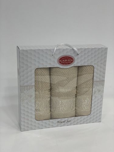 Набор полотенец Карвен "SUMBUL " махра 50*90(2)/70*140 HS 1692 v2 бежевый (Акция)