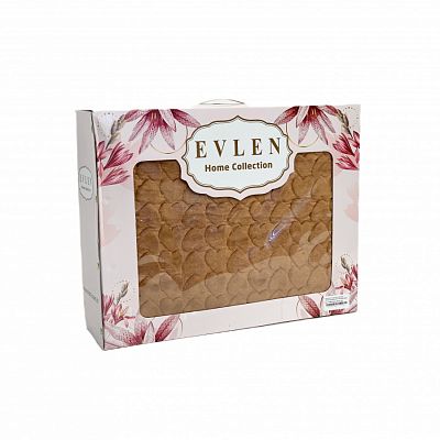 Плед EVLEN Super Soft "СЕРДЦЕ" 180*240 в коробке п/э Р 945 коричневый (Акция)