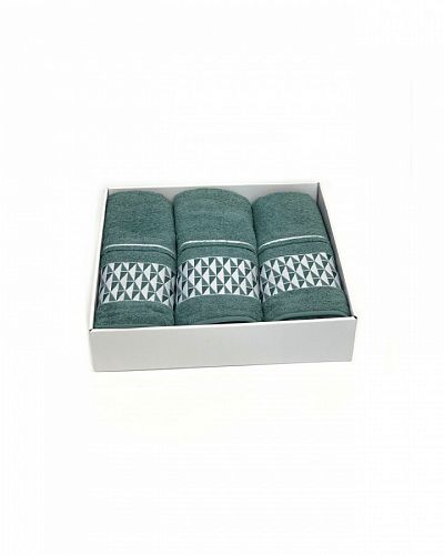 Набор полотенец Карвен "TILE" махра 50*90(2)/70*140 HS 1647 v9 изумрут