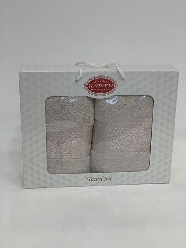 Набор полотенец Карвен "FLOSLU" махра 50*90/70*140 HS 1699 v4 св/ бежевый (Акция)