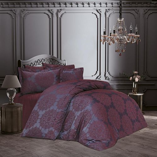 Постельное белье  Карвен  бамбук  евро N065 Tiara бордовый 