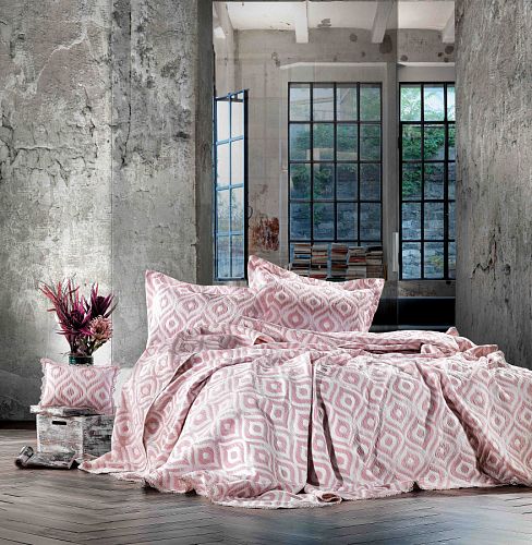 Покрывало  ZEBRA  "ALL DAYS IKAT" 1.5 сп (180*250)  Y870 pudra/пудровый 