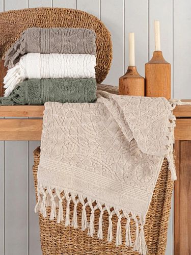 Полотенце Kарвен Vip Cotton 70*140 1шт махра H5168 DONENCE Beige