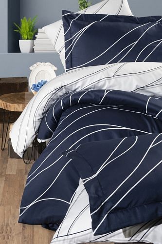 Постельное белье "Карвен" сатин евро (Mesi navy blue)