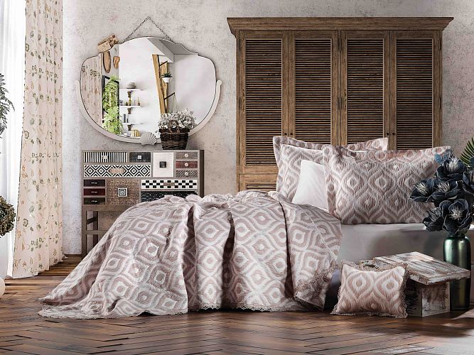Покрывало  ZEBRA CASA "ALL DAYS IKAT" 1.5 сп (180*250)  Y870 bej/бежевый 