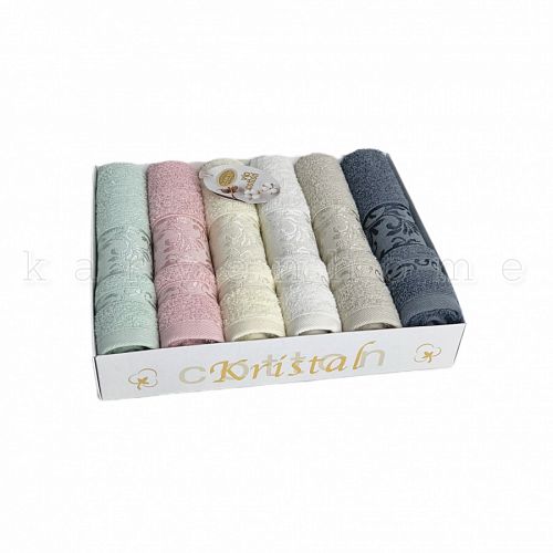 Кухонный набор полотенец  Карвен  "DAGINIK YAPRAK" махра в коробке 30*50 6 шт. HM 678 (V-12)